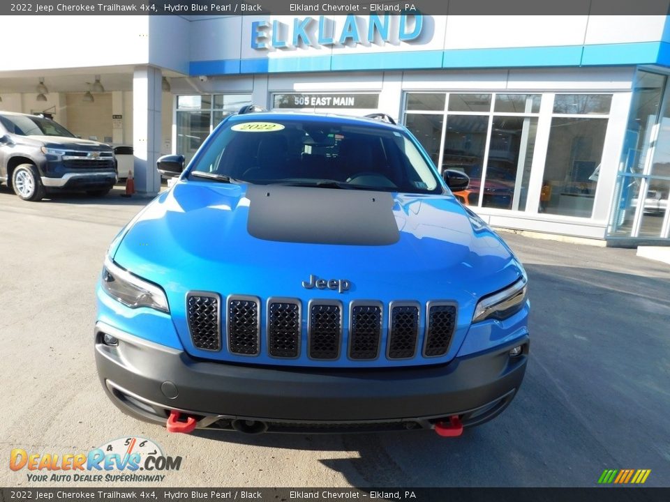 2022 Jeep Cherokee Trailhawk 4x4 Hydro Blue Pearl / Black Photo #3