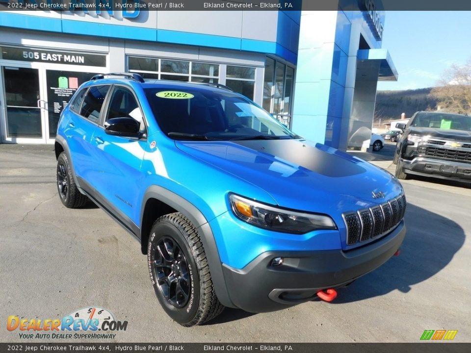 2022 Jeep Cherokee Trailhawk 4x4 Hydro Blue Pearl / Black Photo #4