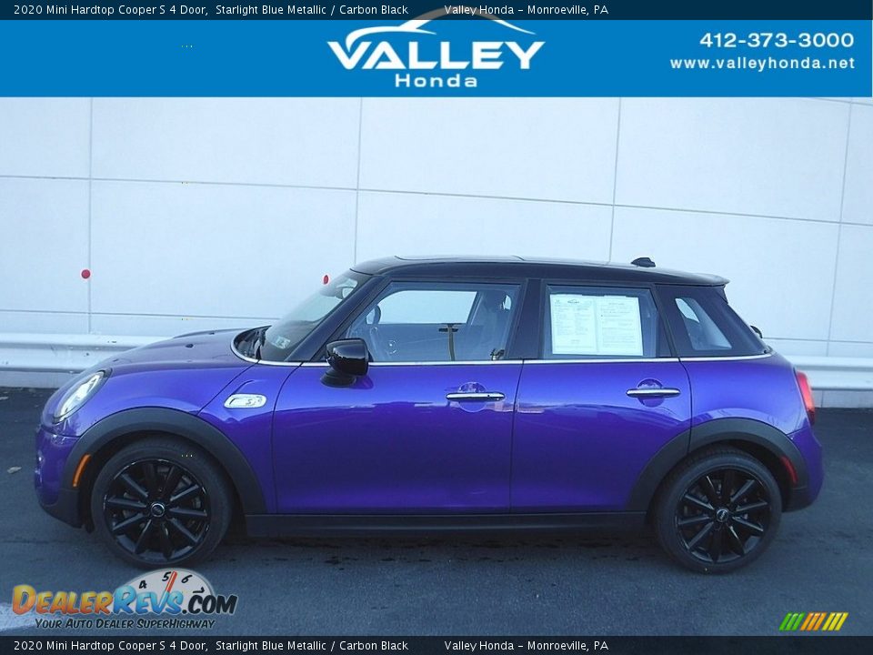 2020 Mini Hardtop Cooper S 4 Door Starlight Blue Metallic / Carbon Black Photo #2