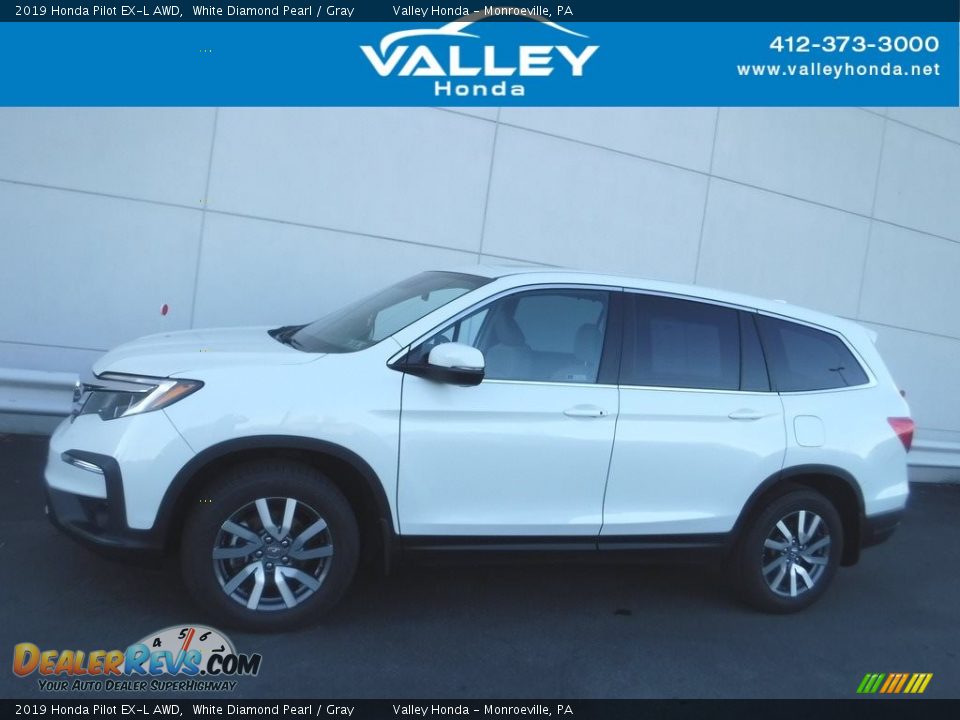 2019 Honda Pilot EX-L AWD White Diamond Pearl / Gray Photo #2