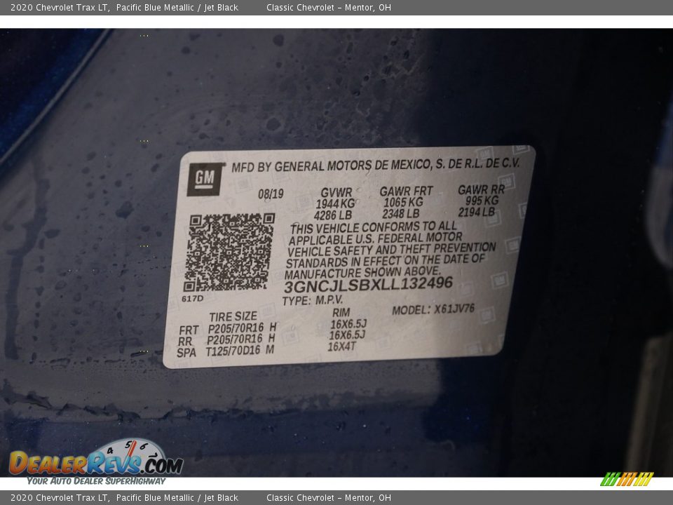 2020 Chevrolet Trax LT Pacific Blue Metallic / Jet Black Photo #20