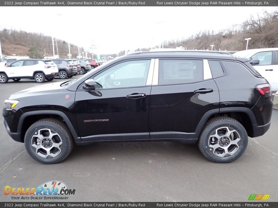 2022 Jeep Compass Trailhawk 4x4 Diamond Black Crystal Pearl / Black/Ruby Red Photo #2