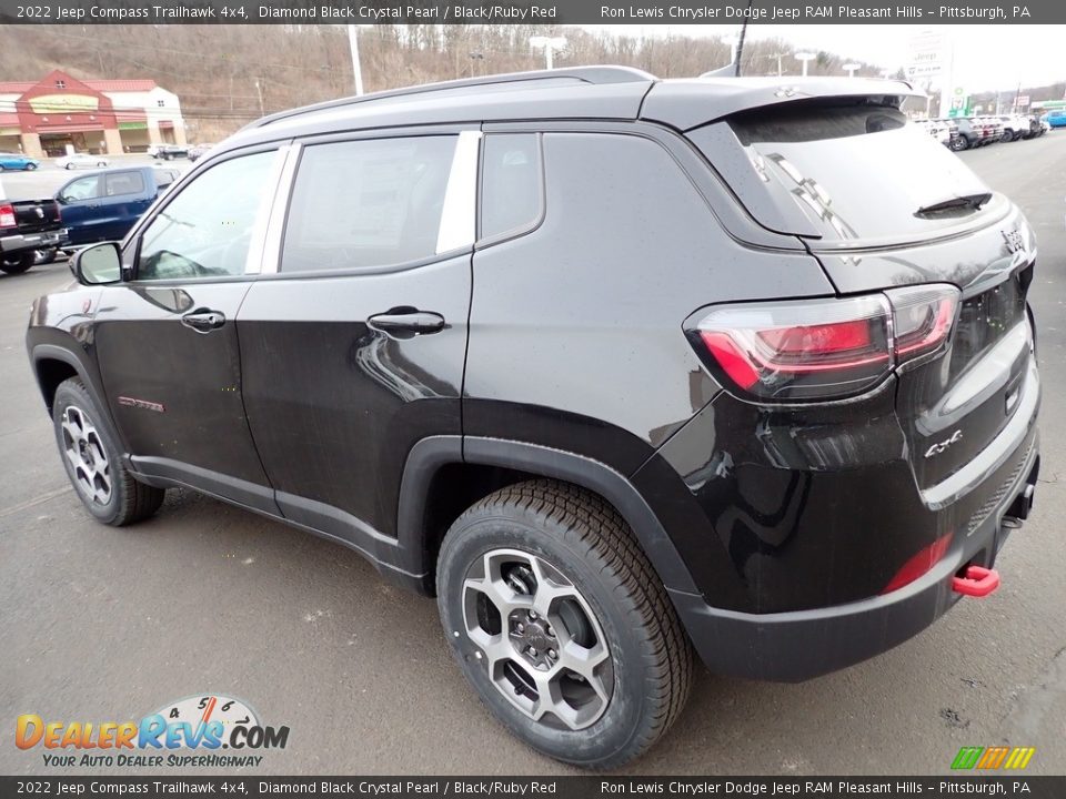 2022 Jeep Compass Trailhawk 4x4 Diamond Black Crystal Pearl / Black/Ruby Red Photo #3