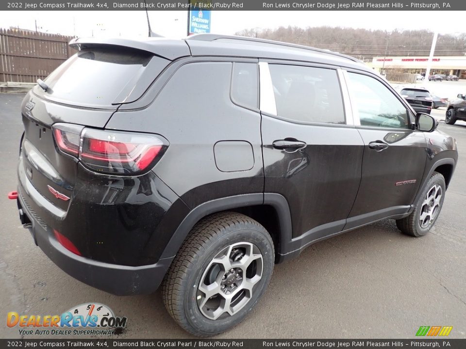 2022 Jeep Compass Trailhawk 4x4 Diamond Black Crystal Pearl / Black/Ruby Red Photo #6