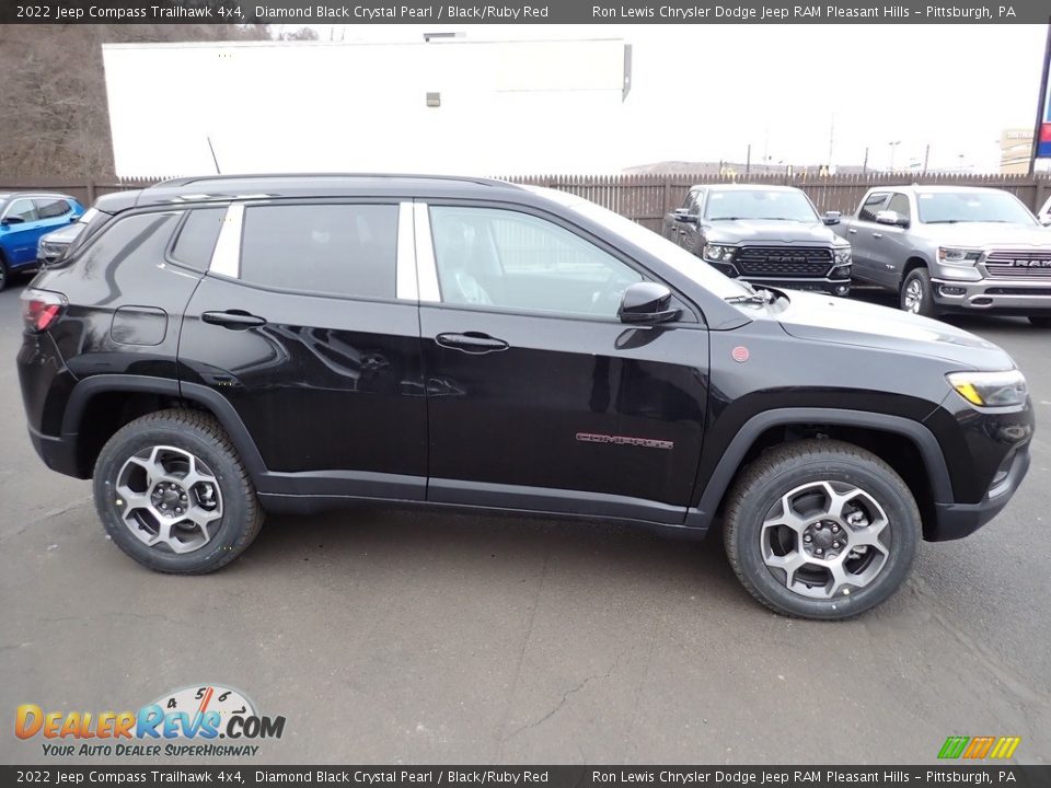 2022 Jeep Compass Trailhawk 4x4 Diamond Black Crystal Pearl / Black/Ruby Red Photo #7