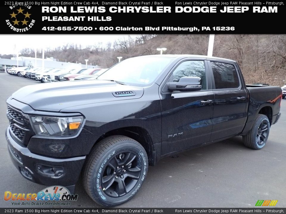 2023 Ram 1500 Big Horn Night Edition Crew Cab 4x4 Diamond Black Crystal Pearl / Black Photo #1