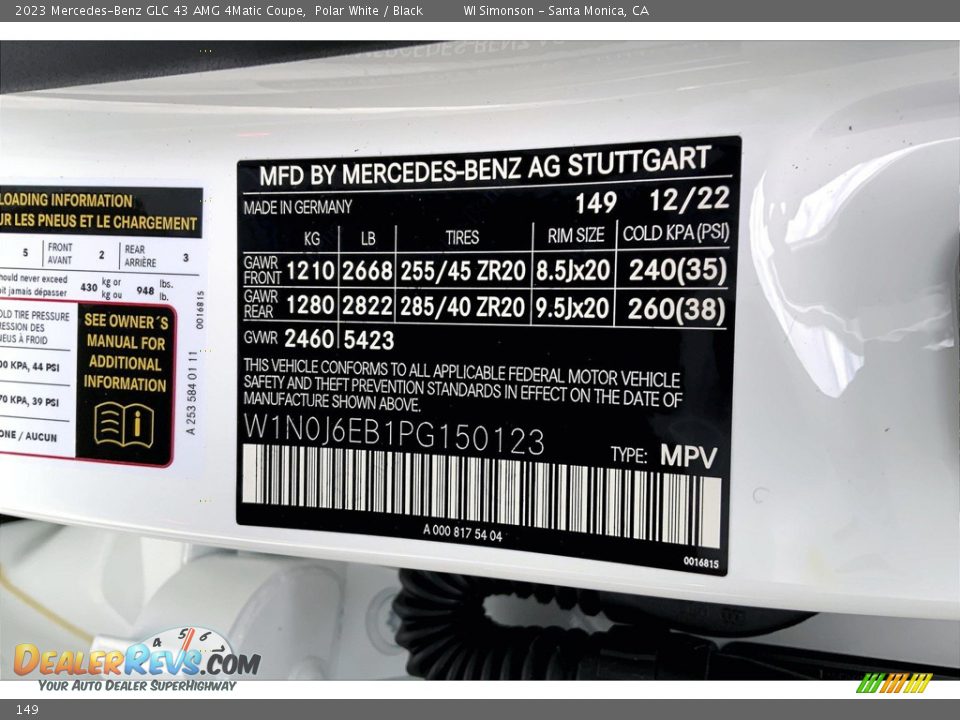 Mercedes-Benz Color Code 149 Polar White