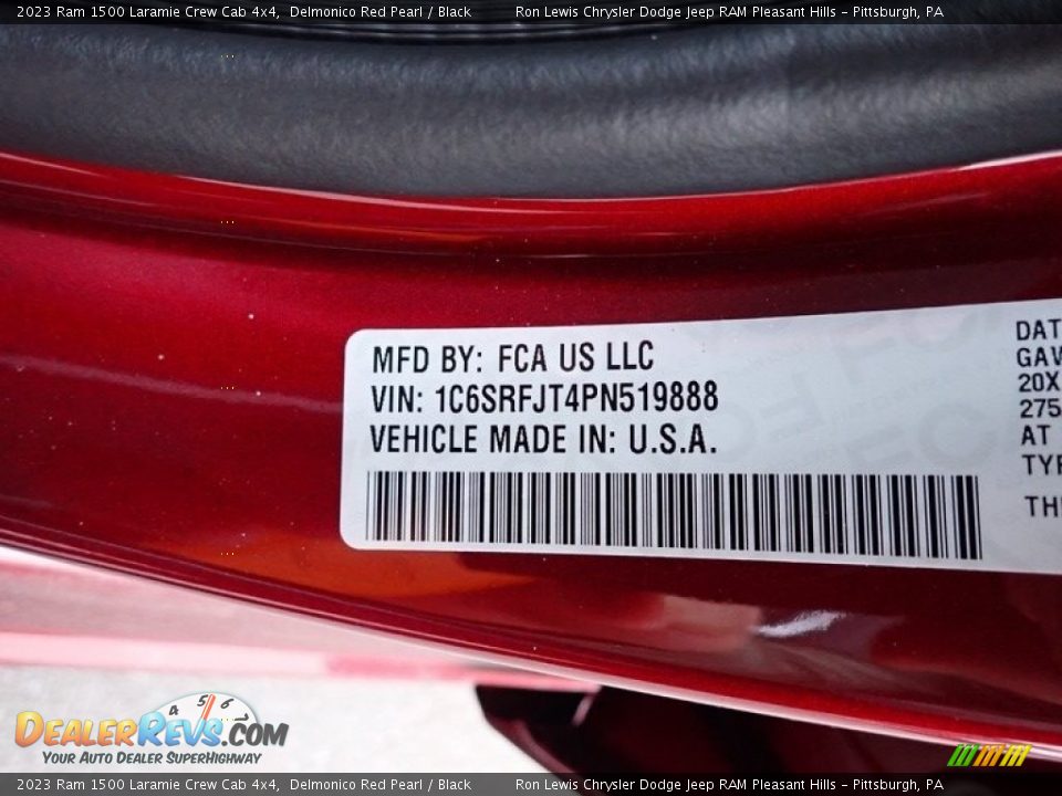 2023 Ram 1500 Laramie Crew Cab 4x4 Delmonico Red Pearl / Black Photo #15