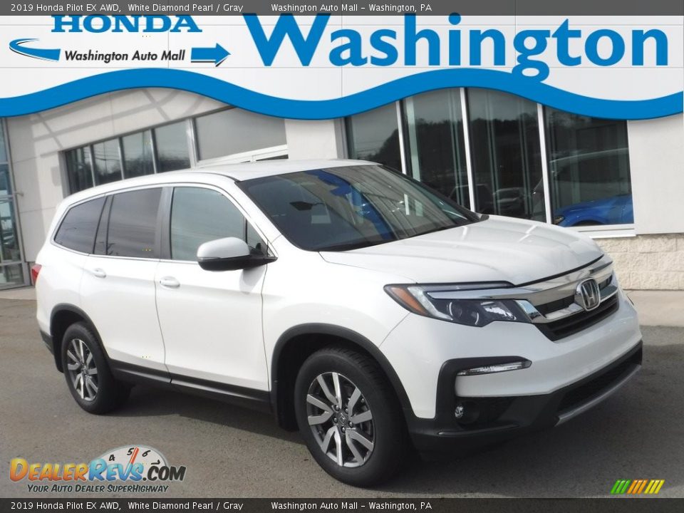 2019 Honda Pilot EX AWD White Diamond Pearl / Gray Photo #1