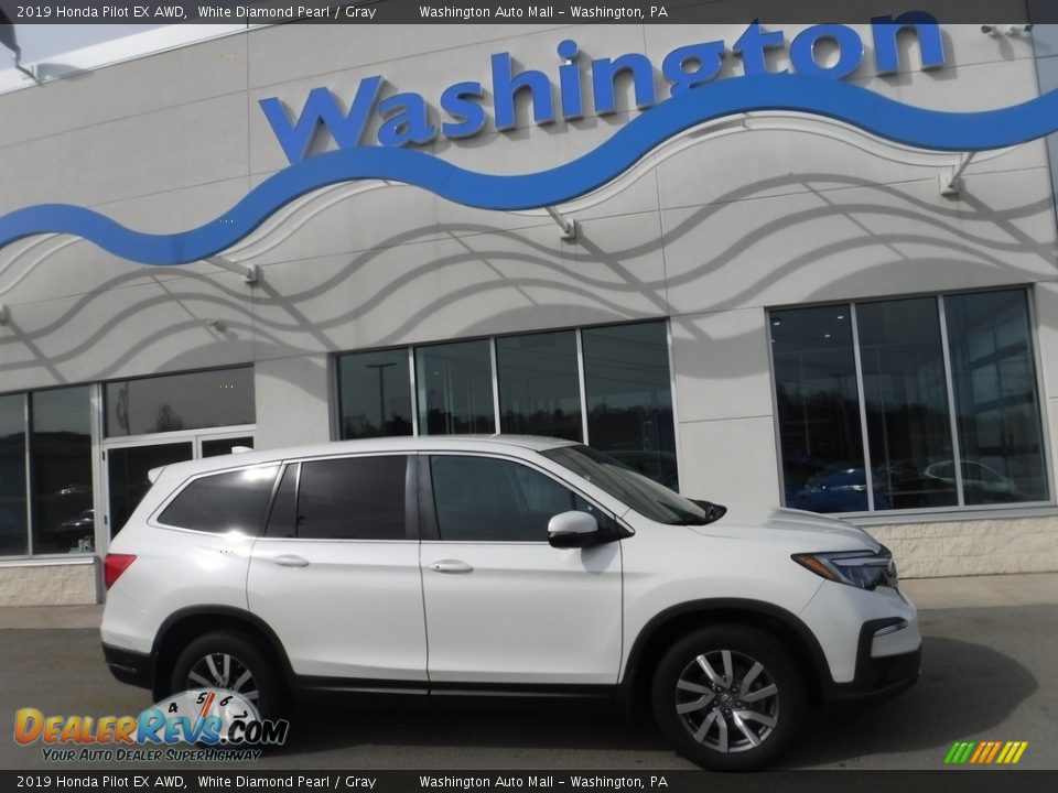 2019 Honda Pilot EX AWD White Diamond Pearl / Gray Photo #2