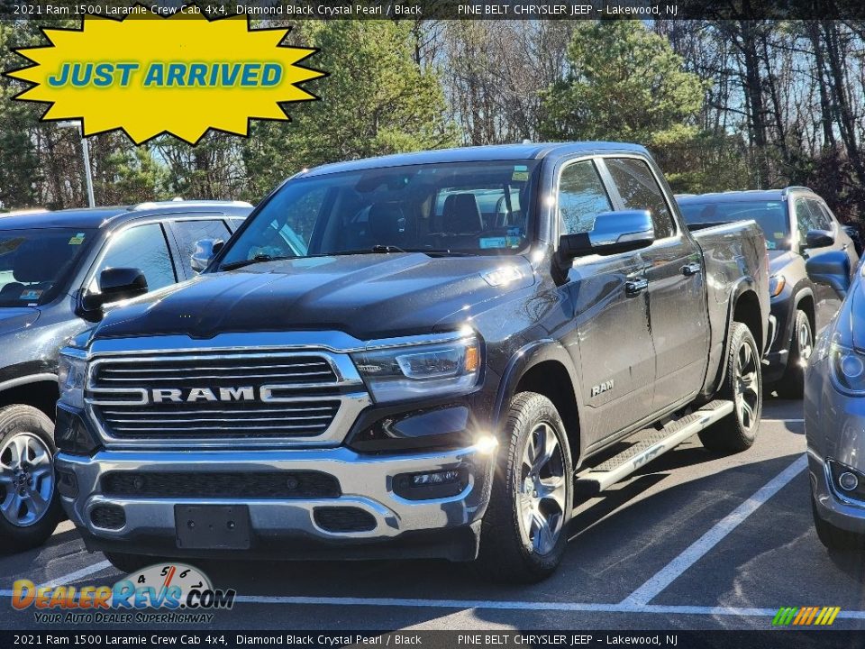 2021 Ram 1500 Laramie Crew Cab 4x4 Diamond Black Crystal Pearl / Black Photo #1