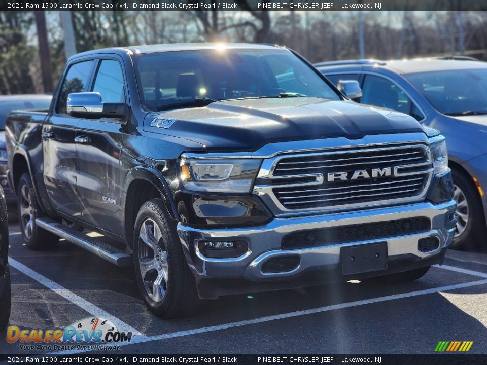 2021 Ram 1500 Laramie Crew Cab 4x4 Diamond Black Crystal Pearl / Black Photo #3