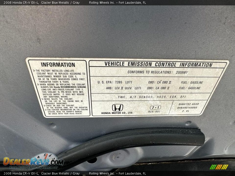2008 Honda CR-V EX-L Glacier Blue Metallic / Gray Photo #11