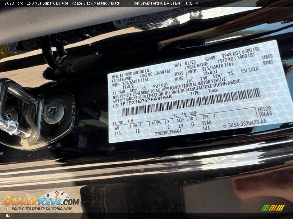 Ford Color Code UM Agate Black Metallic