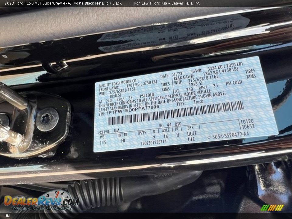 Ford Color Code UM Agate Black Metallic