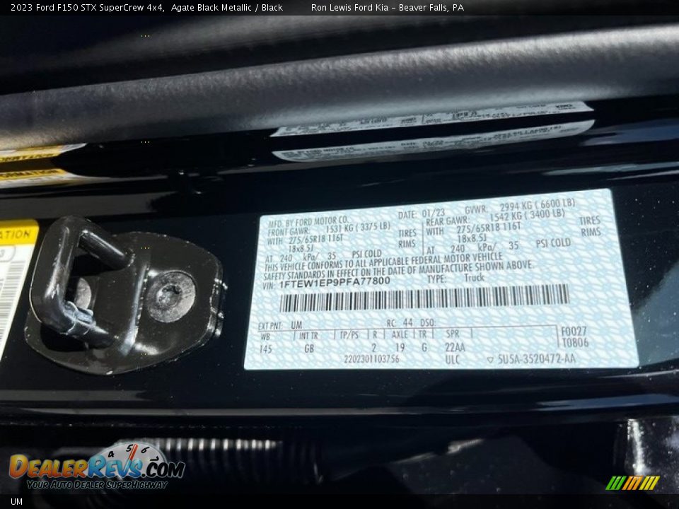 Ford Color Code UM Agate Black Metallic