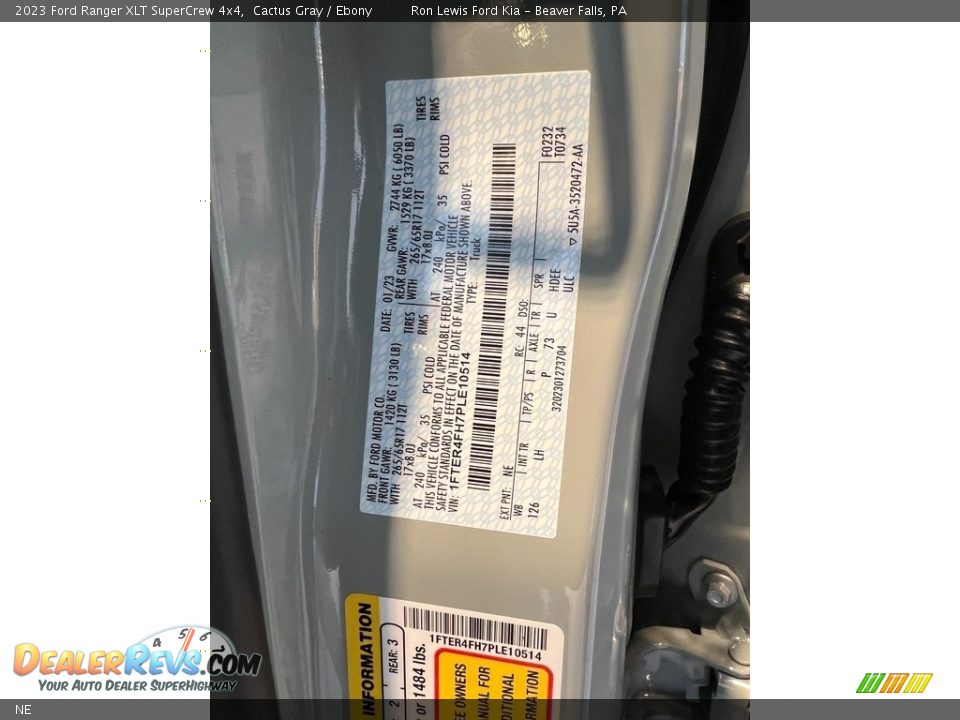 Ford Color Code NE Cactus Gray