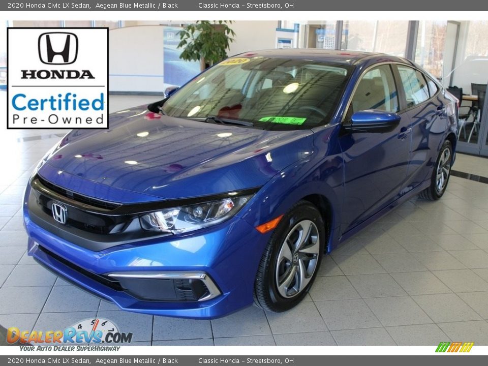 2020 Honda Civic LX Sedan Aegean Blue Metallic / Black Photo #1