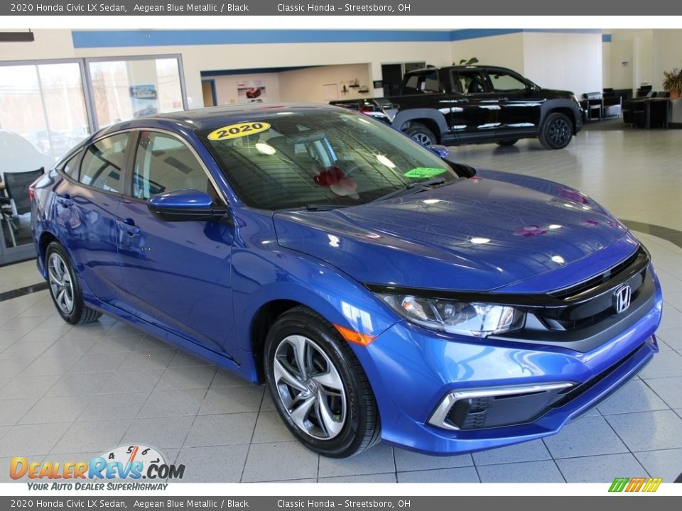 2020 Honda Civic LX Sedan Aegean Blue Metallic / Black Photo #3