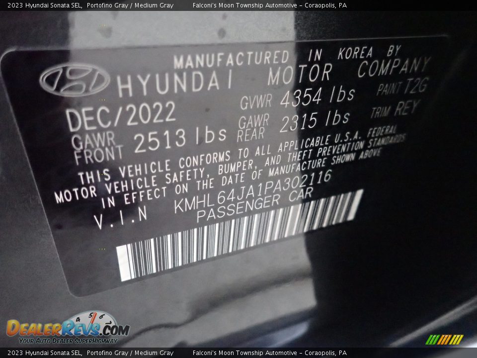 2023 Hyundai Sonata SEL Portofino Gray / Medium Gray Photo #18