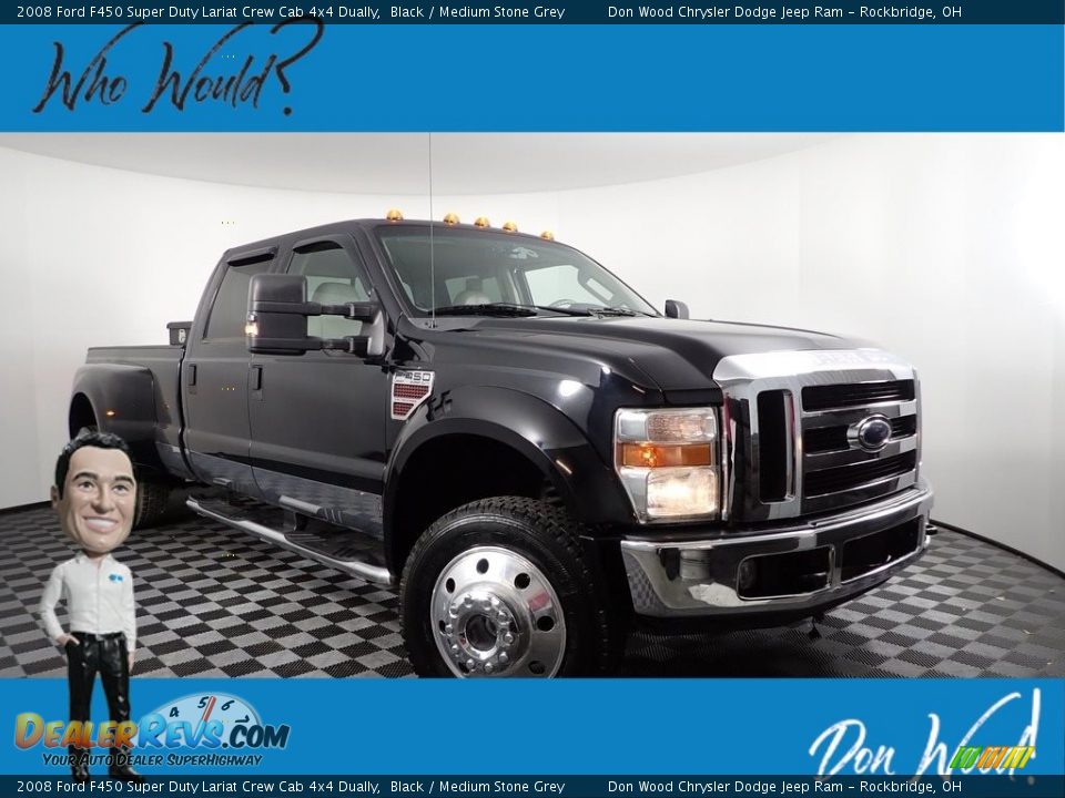 2008 Ford F450 Super Duty Lariat Crew Cab 4x4 Dually Black / Medium Stone Grey Photo #1