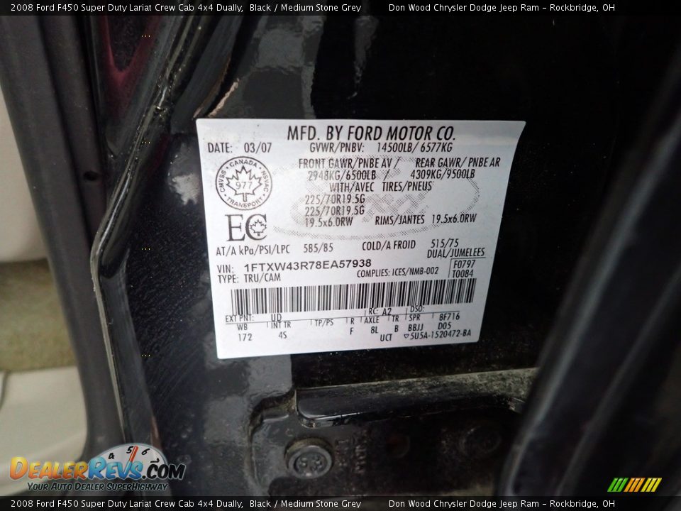 2008 Ford F450 Super Duty Lariat Crew Cab 4x4 Dually Black / Medium Stone Grey Photo #32