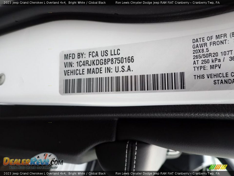 2023 Jeep Grand Cherokee L Overland 4x4 Bright White / Global Black Photo #20