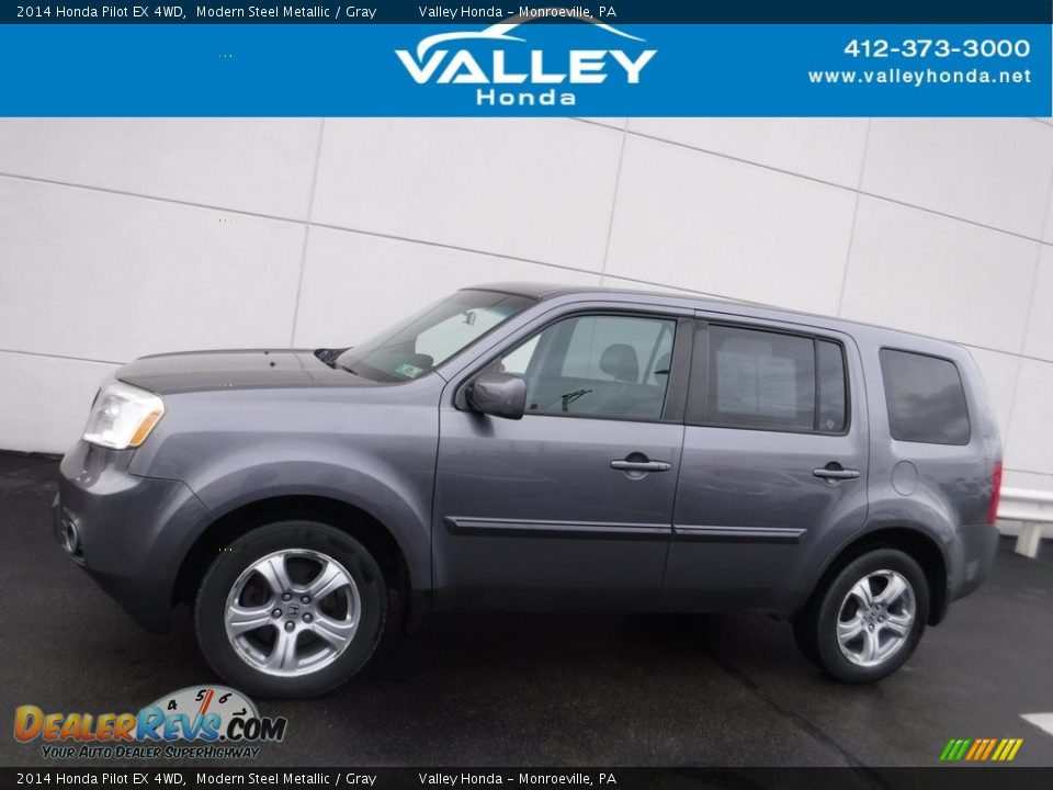 2014 Honda Pilot EX 4WD Modern Steel Metallic / Gray Photo #2