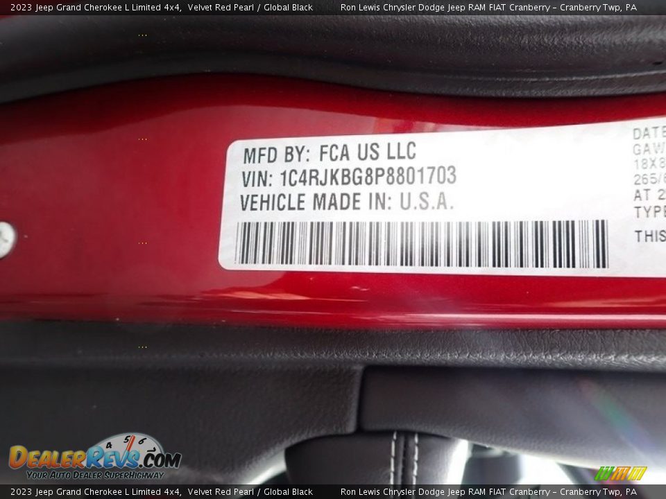 2023 Jeep Grand Cherokee L Limited 4x4 Velvet Red Pearl / Global Black Photo #20