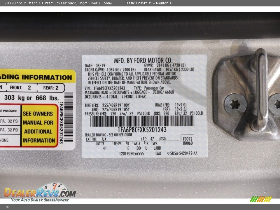 Ford Color Code UX Ingot Silver