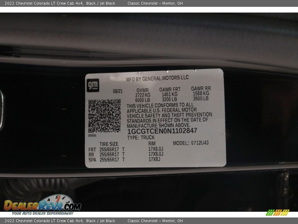 2022 Chevrolet Colorado LT Crew Cab 4x4 Black / Jet Black Photo #21