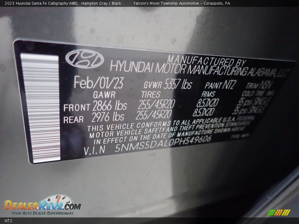 Hyundai Color Code NT2 Hampton Gray