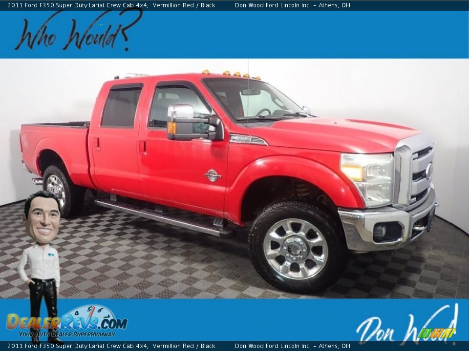 2011 Ford F350 Super Duty Lariat Crew Cab 4x4 Vermillion Red / Black Photo #1