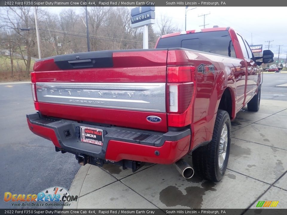 2022 Ford F350 Super Duty Platinum Crew Cab 4x4 Rapid Red / Medium Earth Gray Photo #5