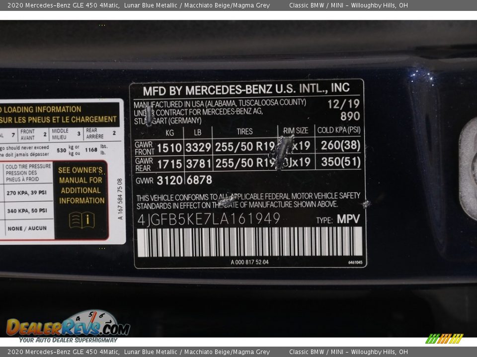 2020 Mercedes-Benz GLE 450 4Matic Lunar Blue Metallic / Macchiato Beige/Magma Grey Photo #28