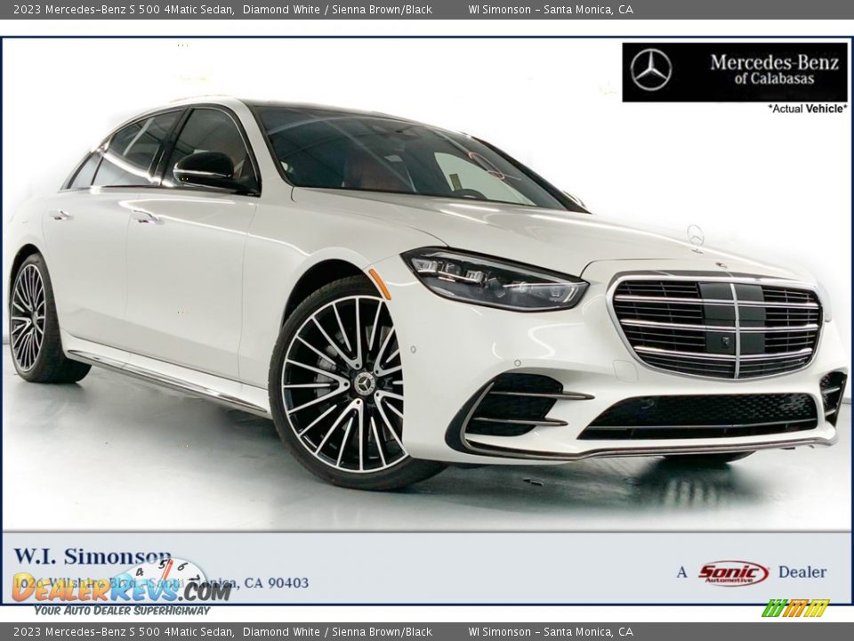 2023 Mercedes-Benz S 500 4Matic Sedan Diamond White / Sienna Brown/Black Photo #1