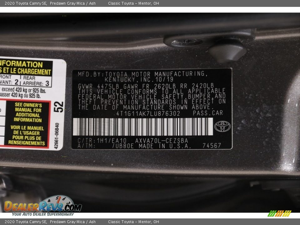 2020 Toyota Camry SE Predawn Gray Mica / Ash Photo #19