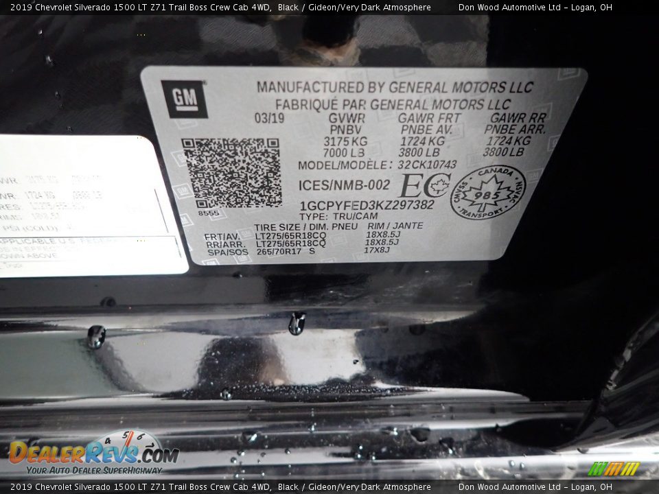 2019 Chevrolet Silverado 1500 LT Z71 Trail Boss Crew Cab 4WD Black / Gideon/Very Dark Atmosphere Photo #34