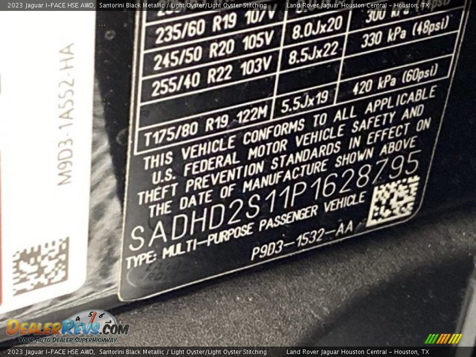 2023 Jaguar I-PACE HSE AWD Santorini Black Metallic / Light Oyster/Light Oyster Stitching Photo #25