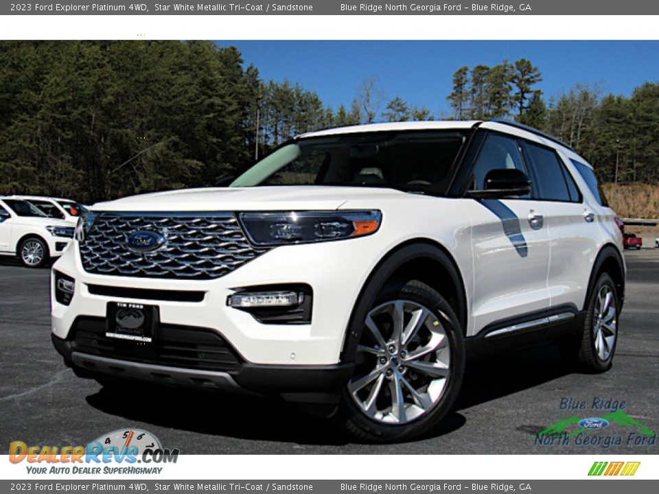 2023 Ford Explorer Platinum 4WD Star White Metallic Tri-Coat / Sandstone Photo #1