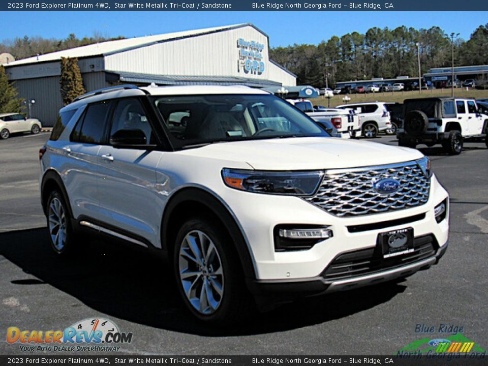 2023 Ford Explorer Platinum 4WD Star White Metallic Tri-Coat / Sandstone Photo #7