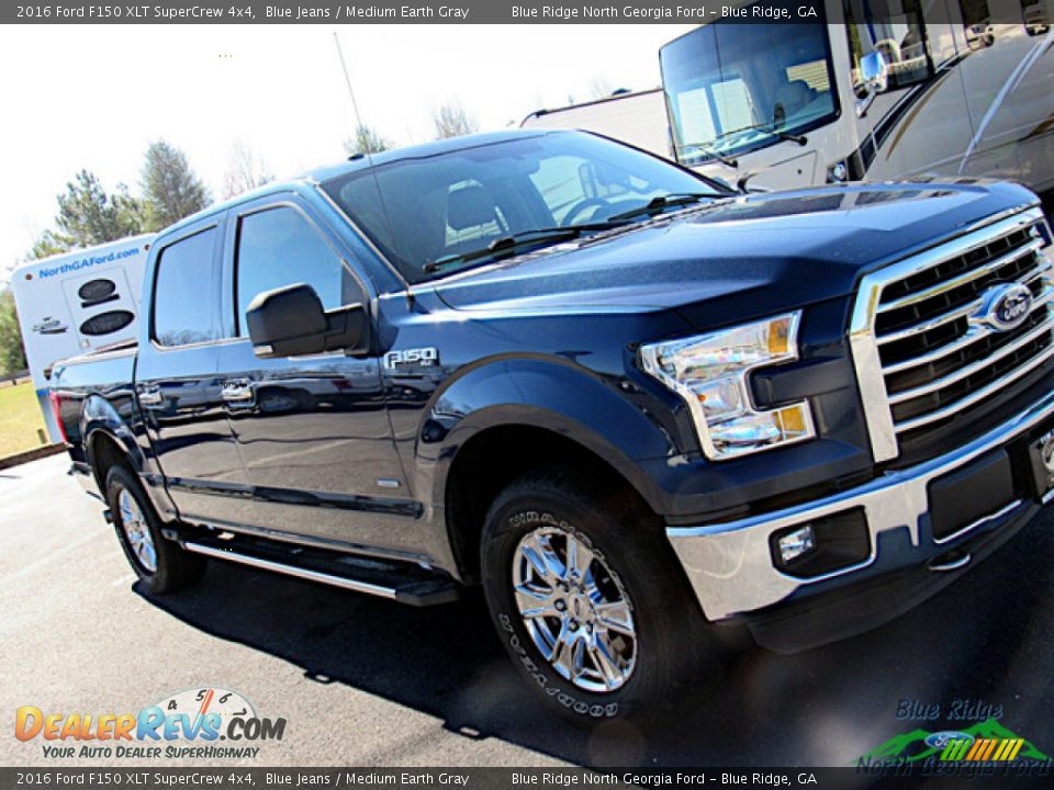 2016 Ford F150 XLT SuperCrew 4x4 Blue Jeans / Medium Earth Gray Photo #28