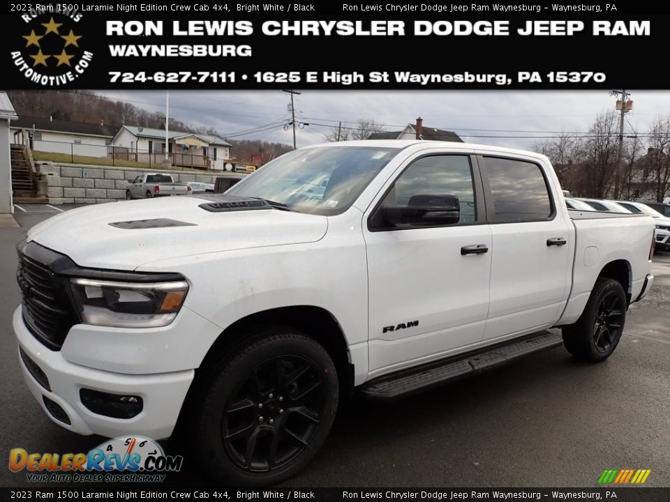 2023 Ram 1500 Laramie Night Edition Crew Cab 4x4 Bright White / Black Photo #1