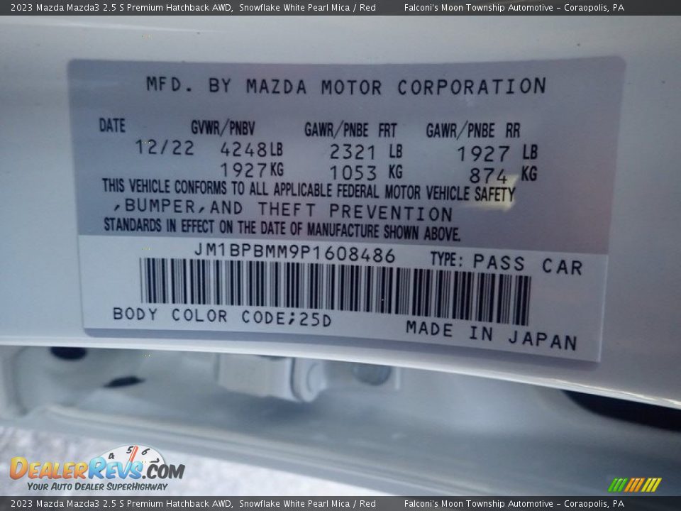 2023 Mazda Mazda3 2.5 S Premium Hatchback AWD Snowflake White Pearl Mica / Red Photo #18