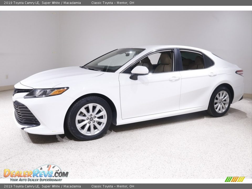 2019 Toyota Camry LE Super White / Macadamia Photo #3