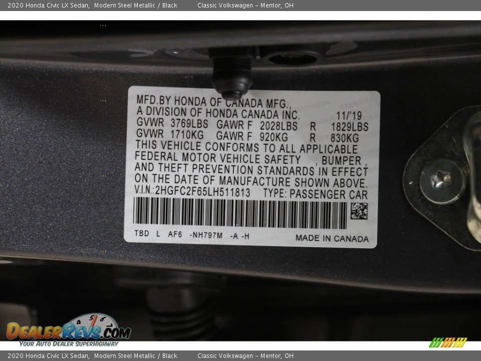 2020 Honda Civic LX Sedan Modern Steel Metallic / Black Photo #21