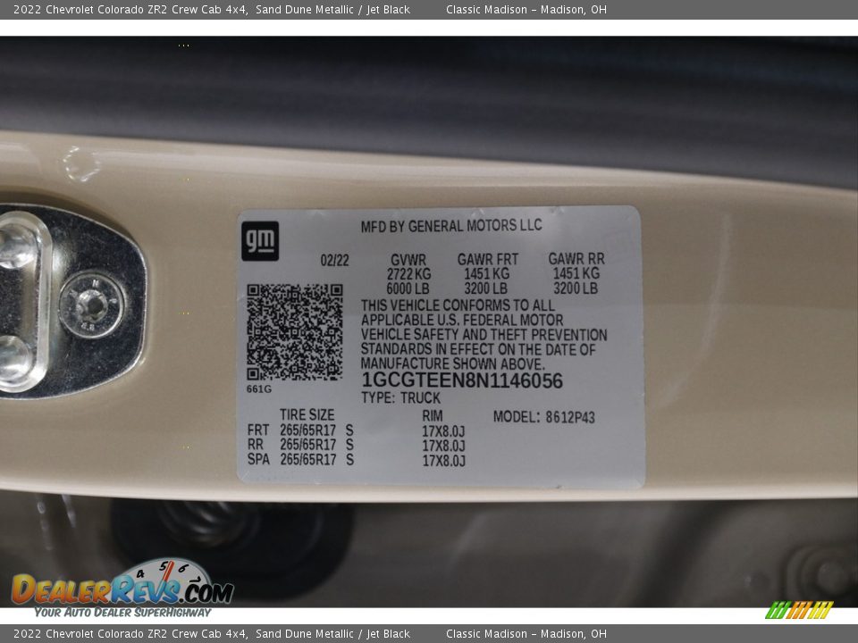 2022 Chevrolet Colorado ZR2 Crew Cab 4x4 Sand Dune Metallic / Jet Black Photo #23