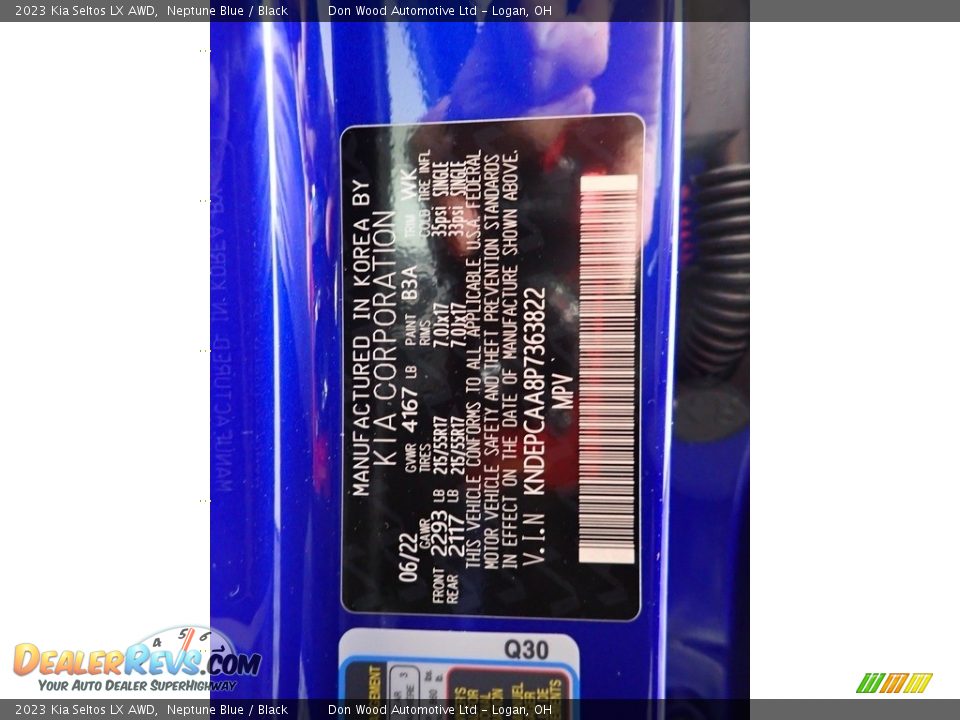 2023 Kia Seltos LX AWD Neptune Blue / Black Photo #31