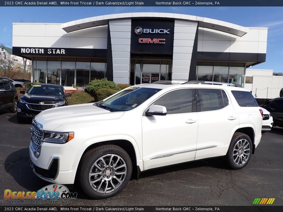 2023 GMC Acadia Denali AWD White Frost Tricoat / Dark Galvanized/Light Shale Photo #1