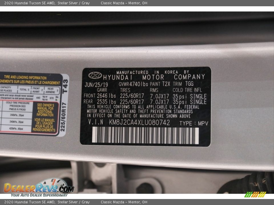 2020 Hyundai Tucson SE AWD Stellar Silver / Gray Photo #20